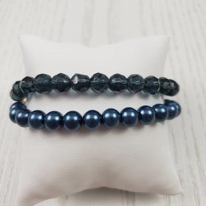 Premier Designs Double Strand Blue Bead Bracelet